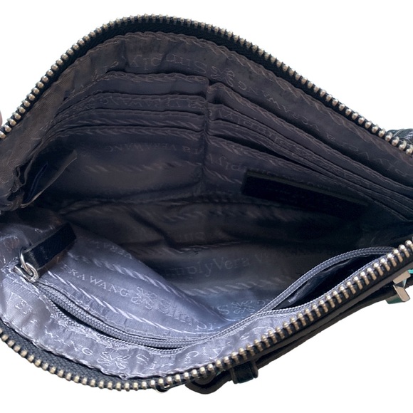 Simply Vera Vera Wang | Black Leather Handbag Wristlet w/ Silver Metal - Picture 3 of 5